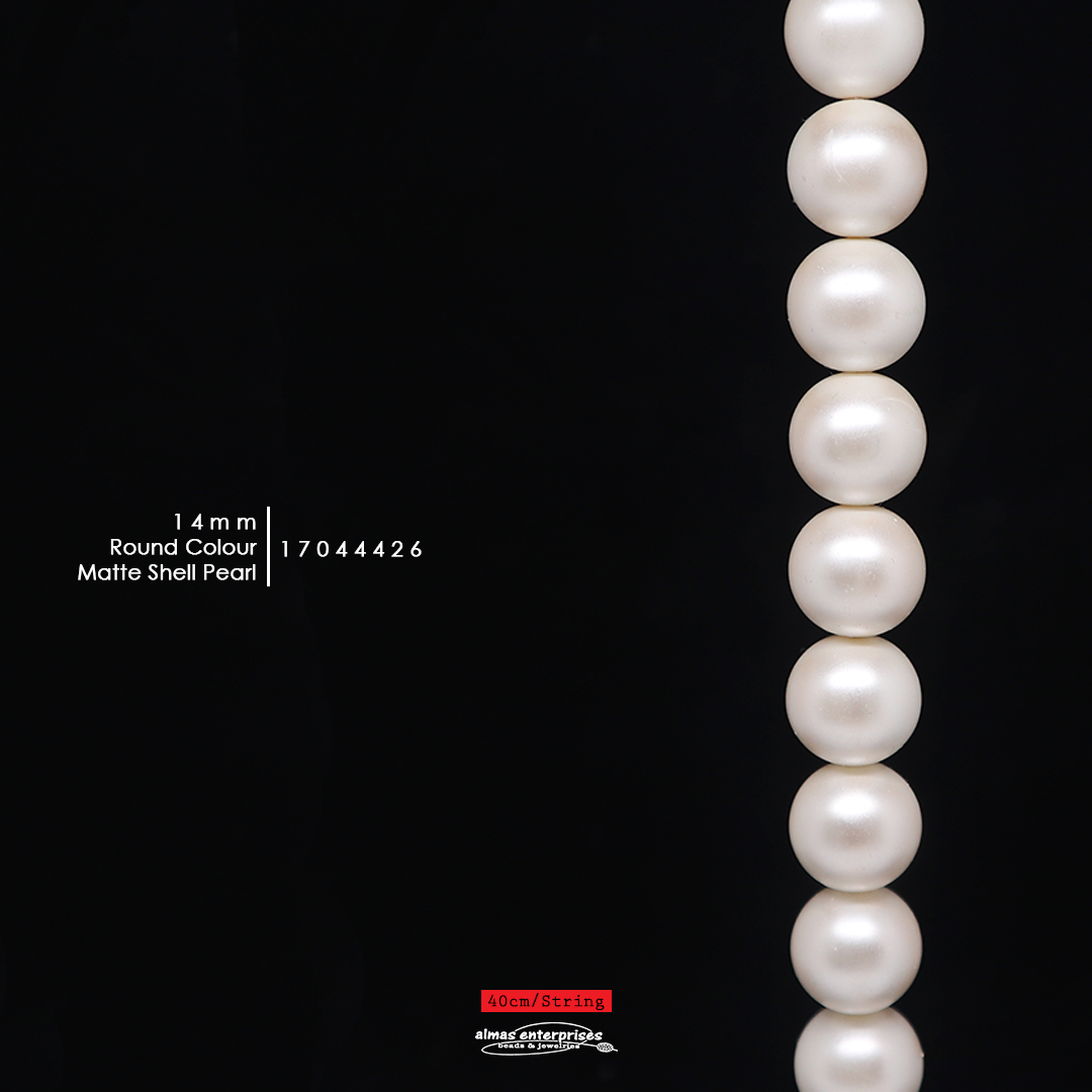 Rd 14mm Matte Col Shell Pearl