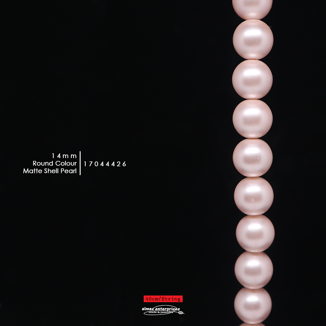 Rd 14mm Matte Col Shell Pearl