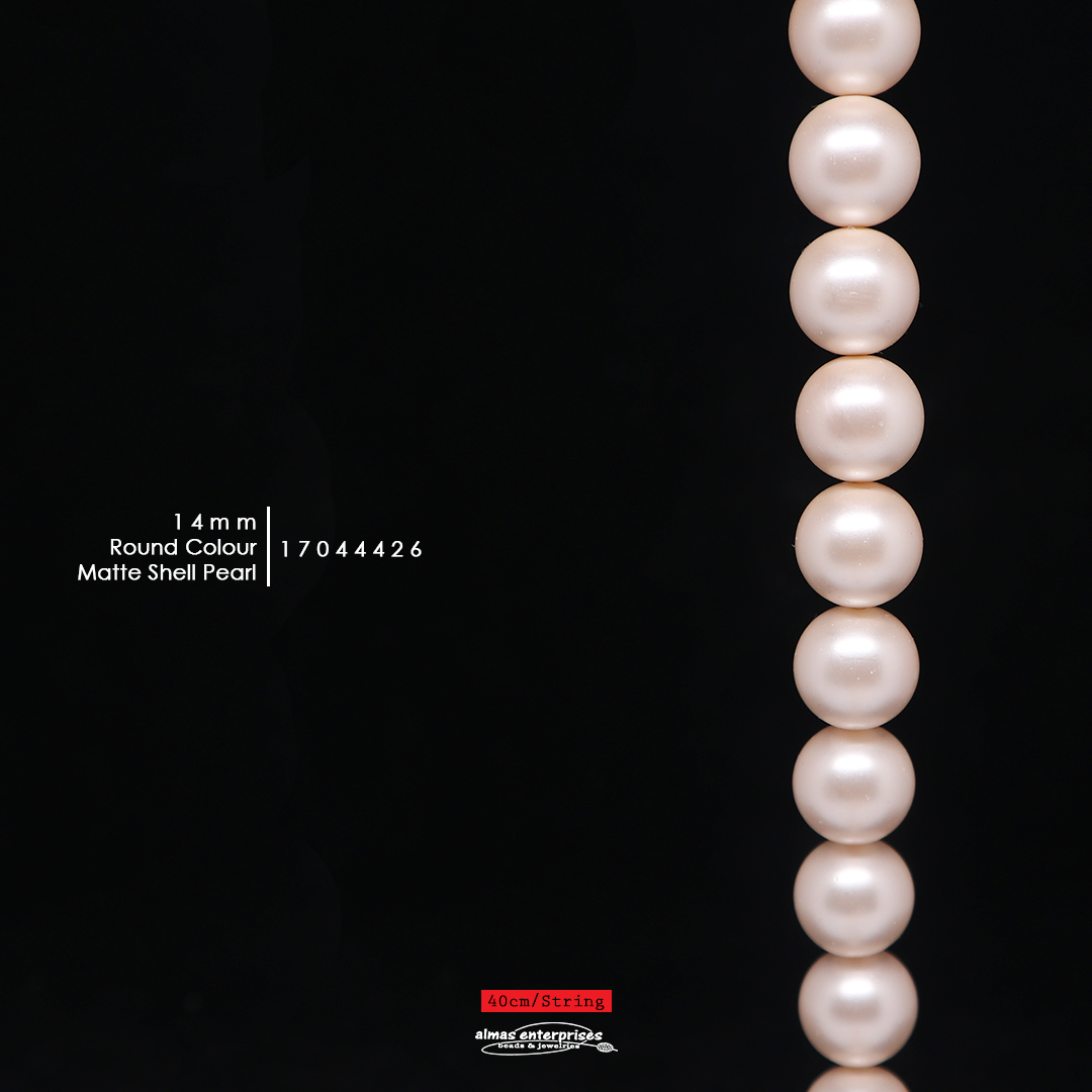 Rd 14mm Matte Col Shell Pearl