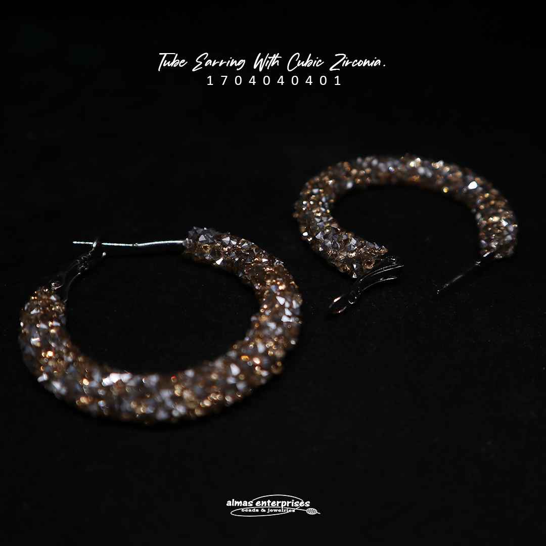 Tube Earring With CZ