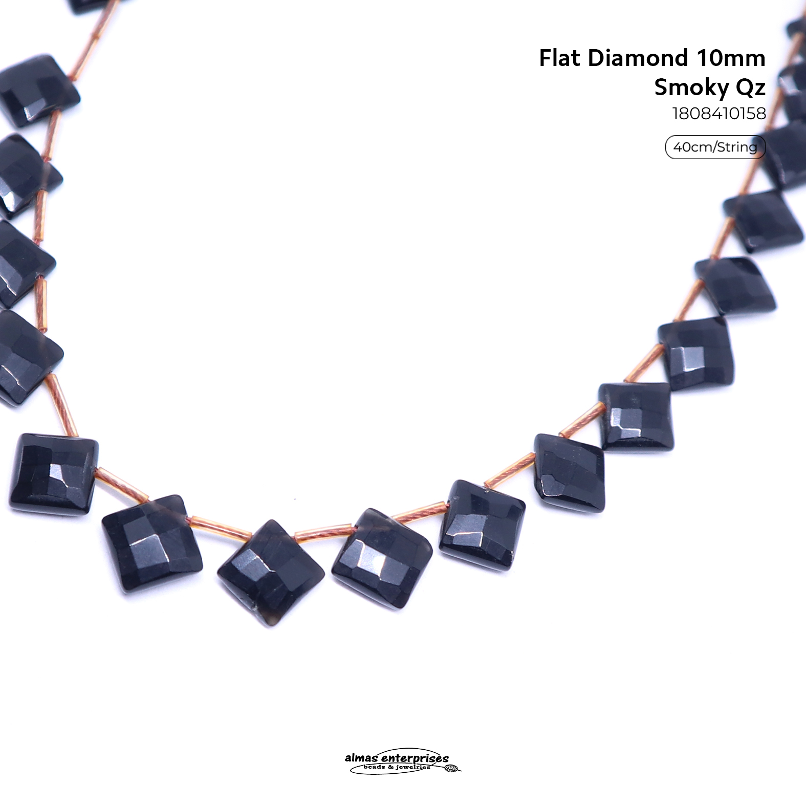 Flat Diamond 10mm Smoky Qz