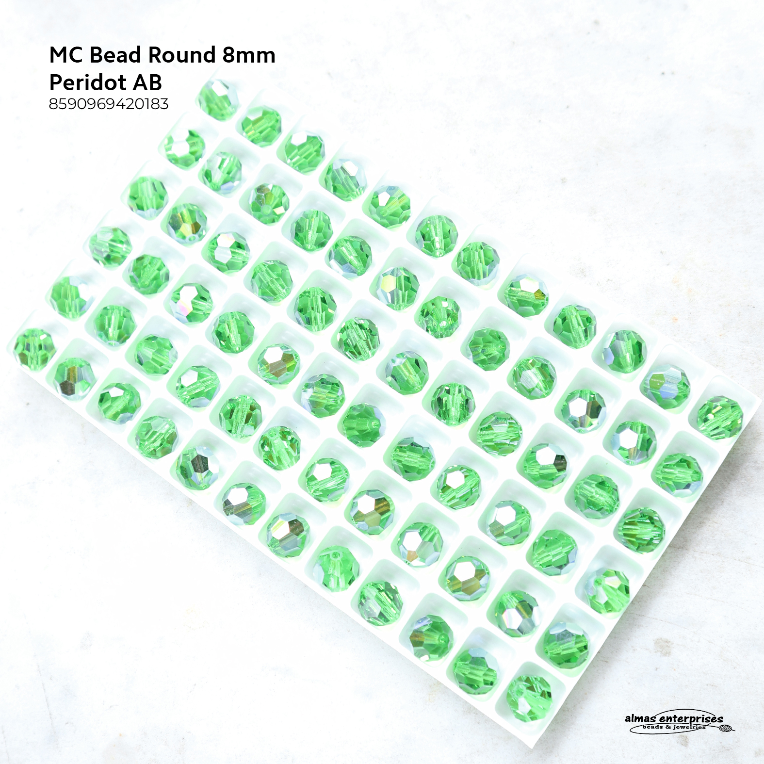 MC Bead Round 8mm Peridot AB