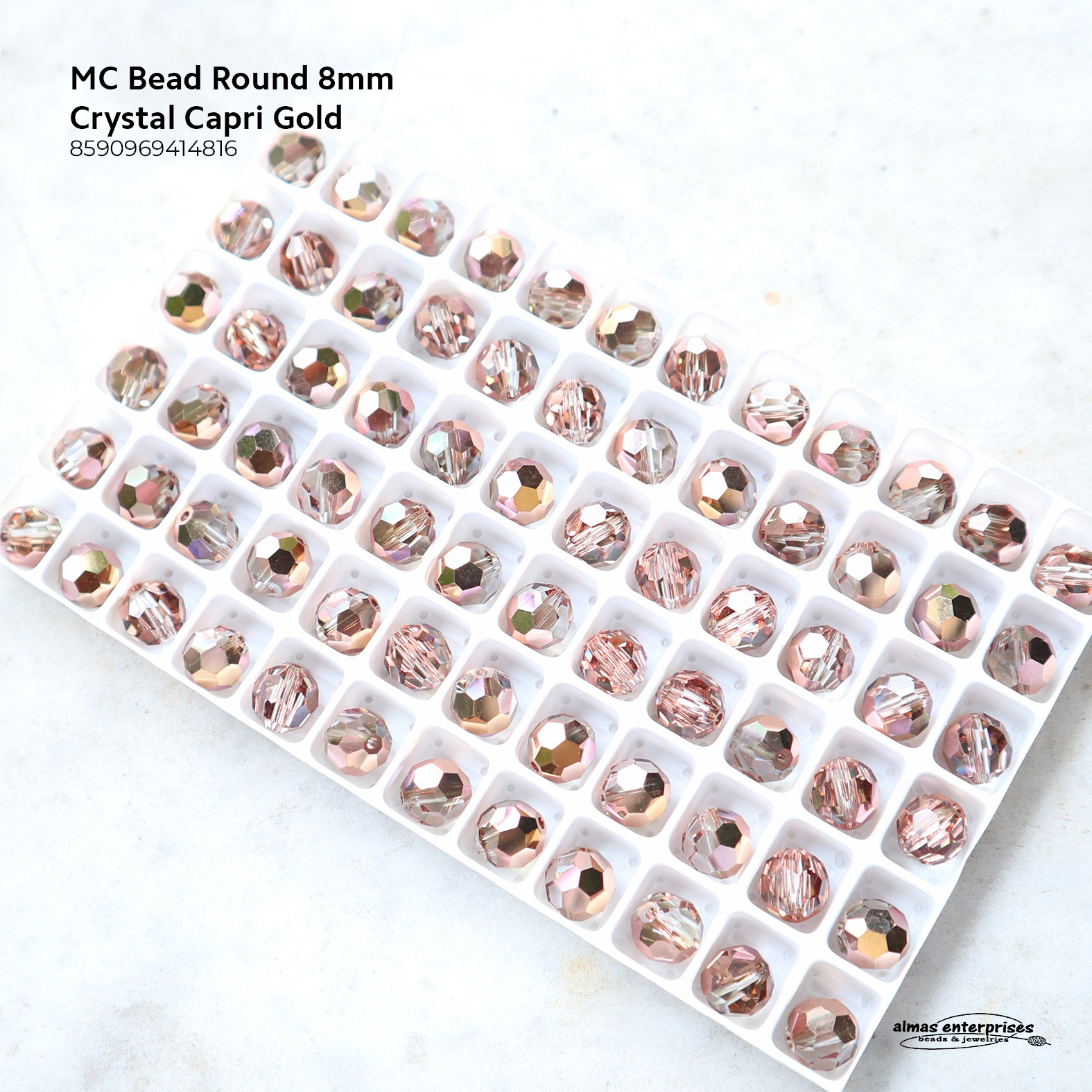 MC Bead Round 8mm Crystal  Capri Gold