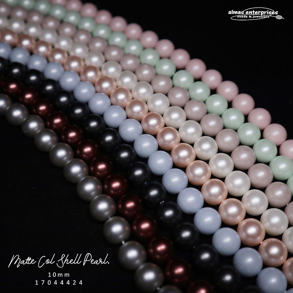 Rd 10mm Matte Col Shell Pearl
