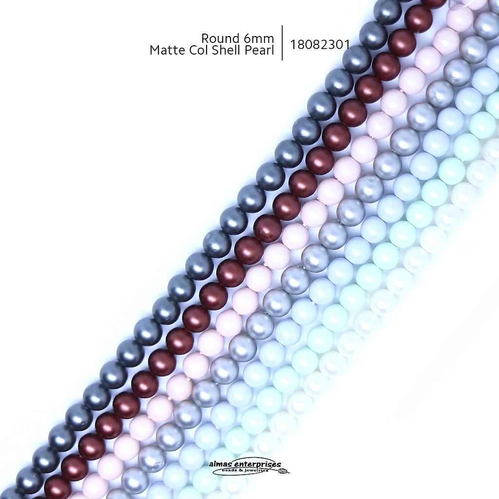 Rd 6mm Matte Col Shell Pearl