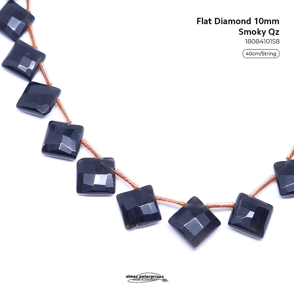 Flat Diamond 10mm Smoky Qz