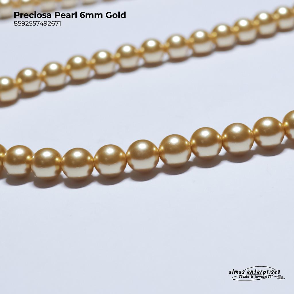 Preciosa Pearl 6mm Gold