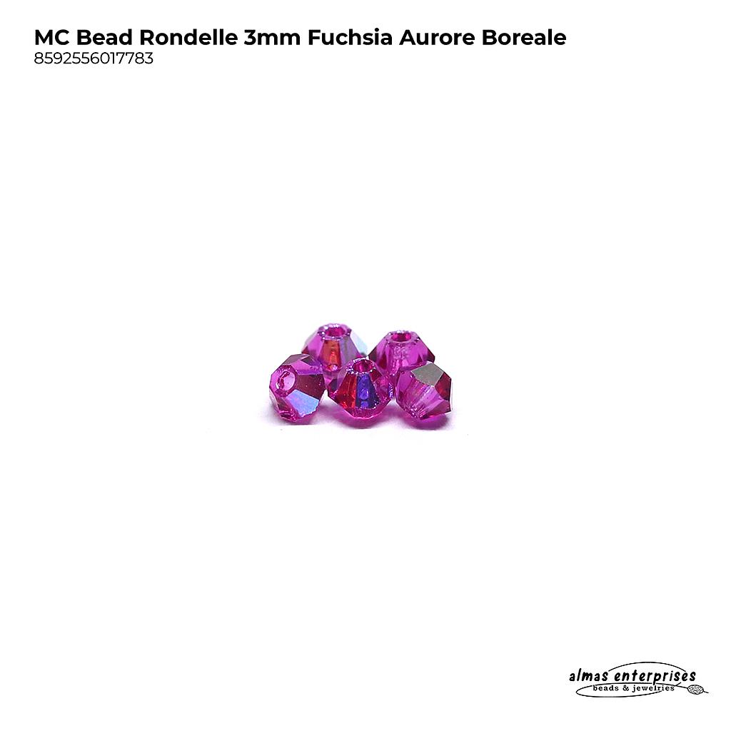 MC Bead Rondelle 3mm Fuchsia AB