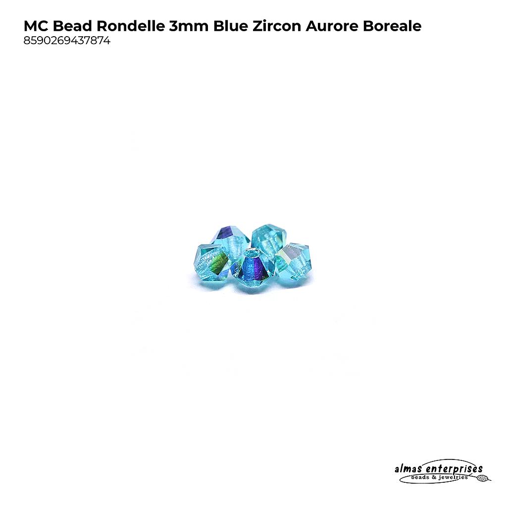 MC Bead Rondelle 3mm Blue Zircon AB