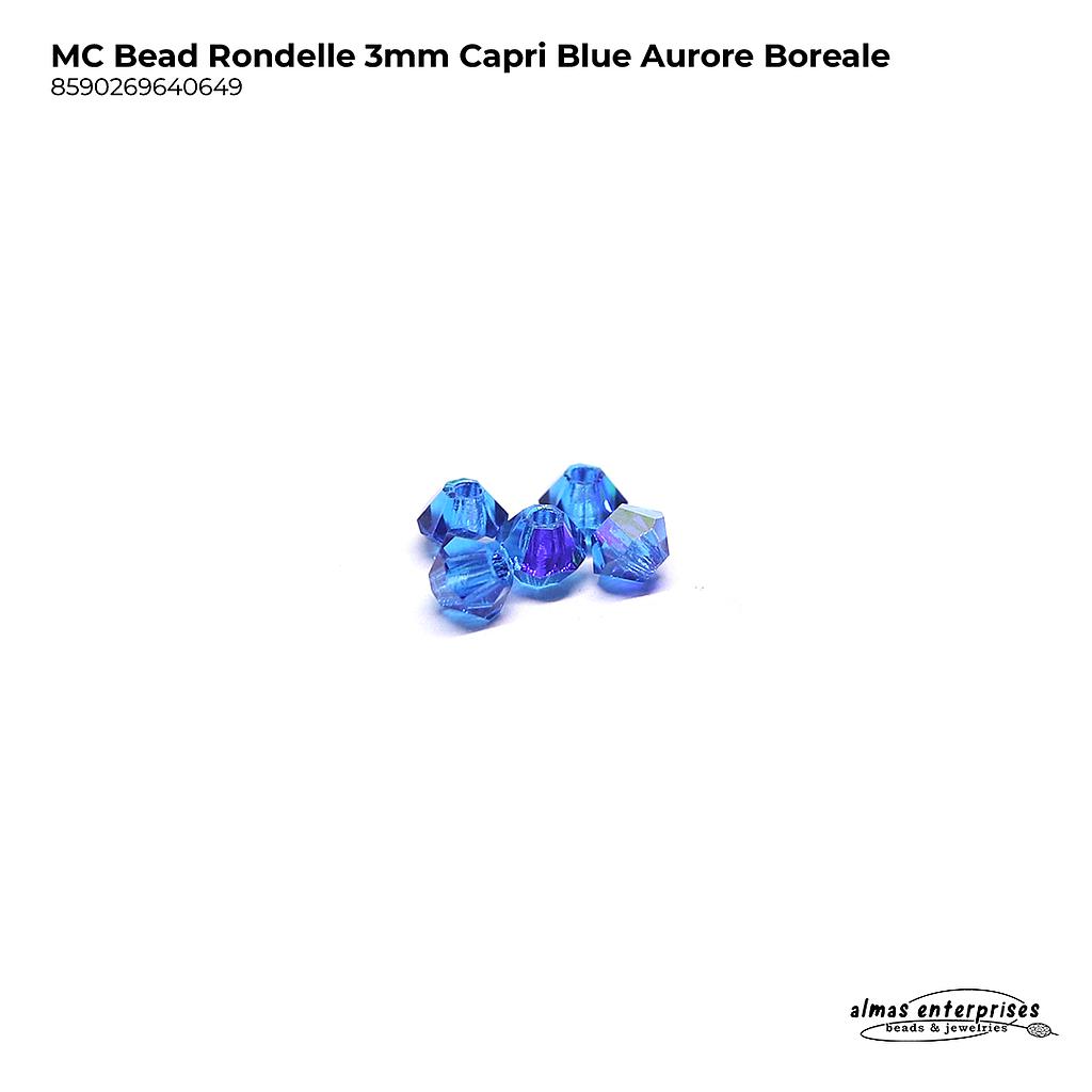 MC Bead Rondelle 3mm Capri Blue AB