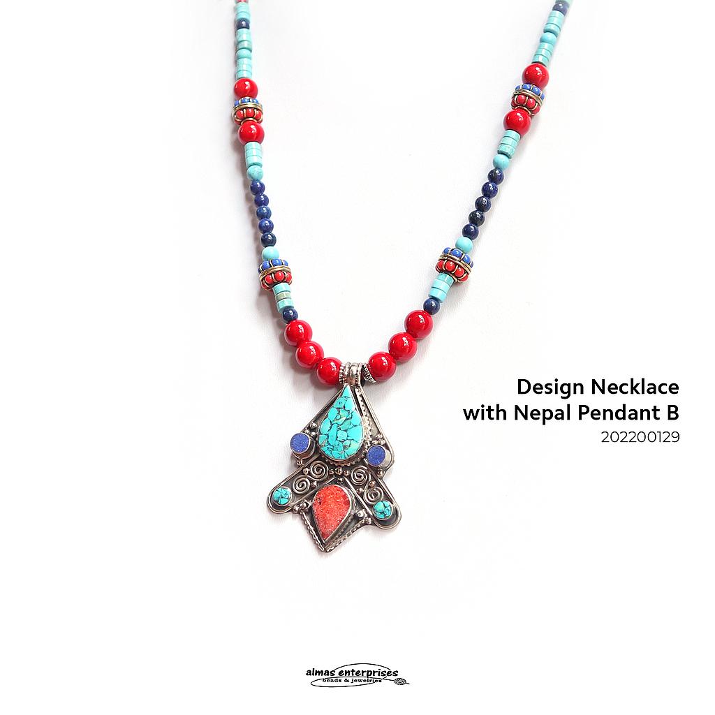 Design Necklace With Nepal Pendant B