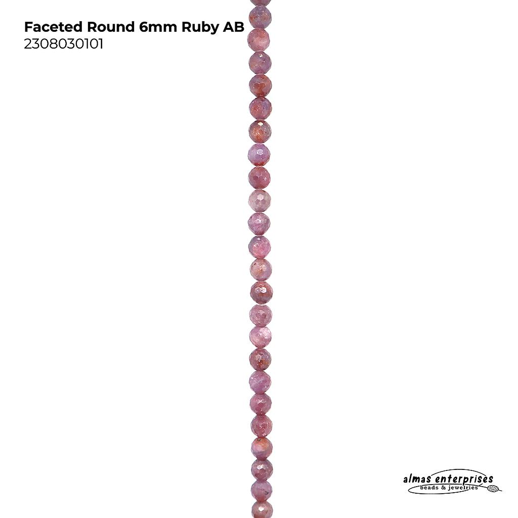 Faceted Round Ruby AB