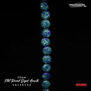 [10136132] Flat Rd 12mm Dyed Azurite