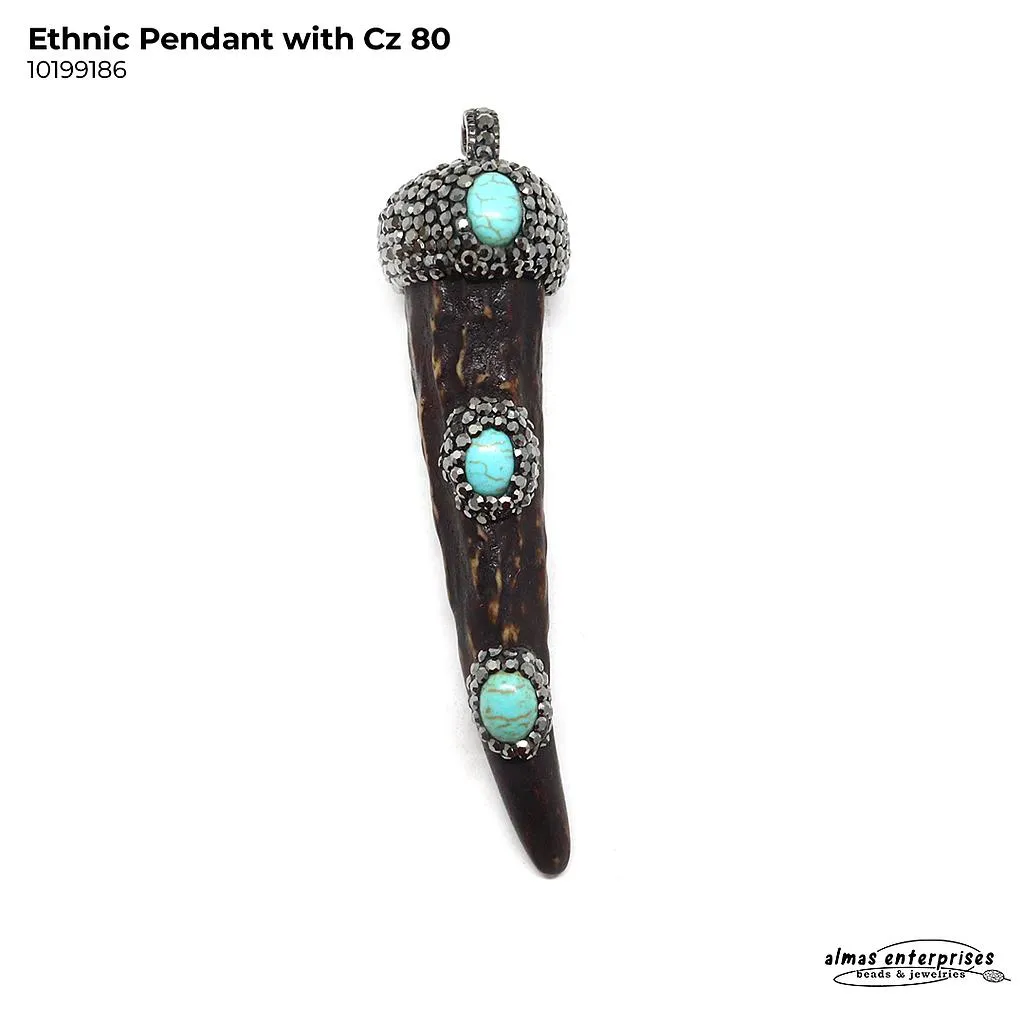 [10199186] Ethnic Pendant With CZ 80
