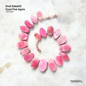 [10225350] Oval Sidedrill Dyed Pink Agate