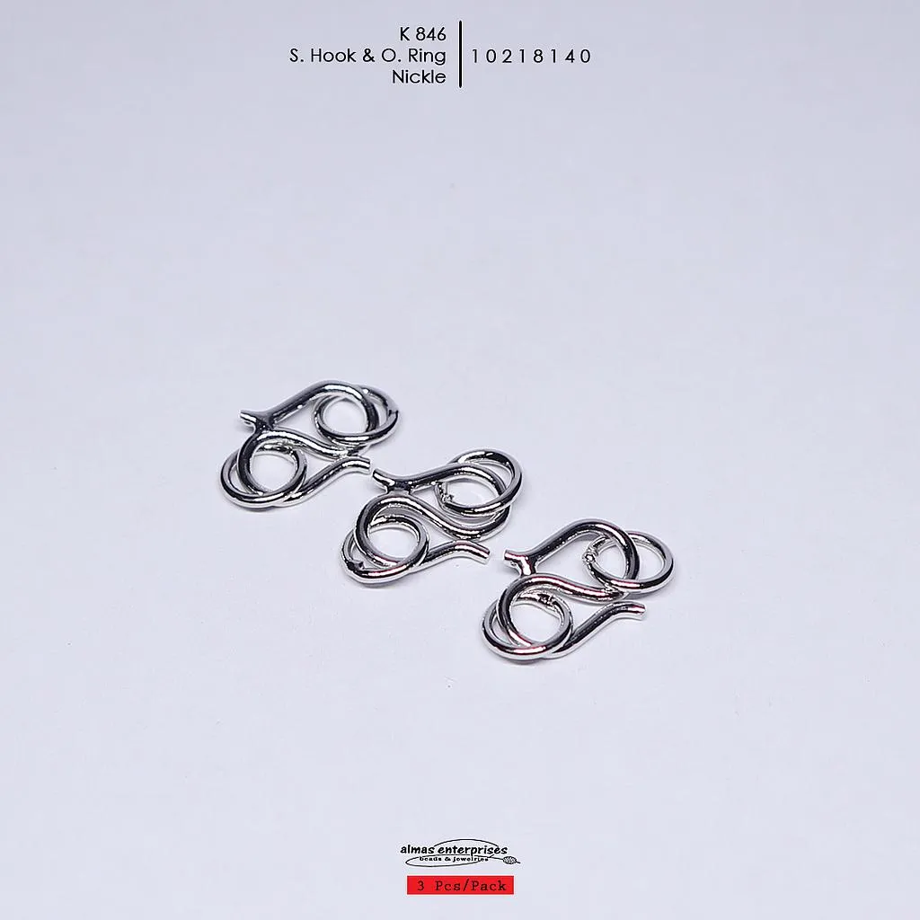 [10218140] K846 S-hook + O ring Small/3 (Nickle)