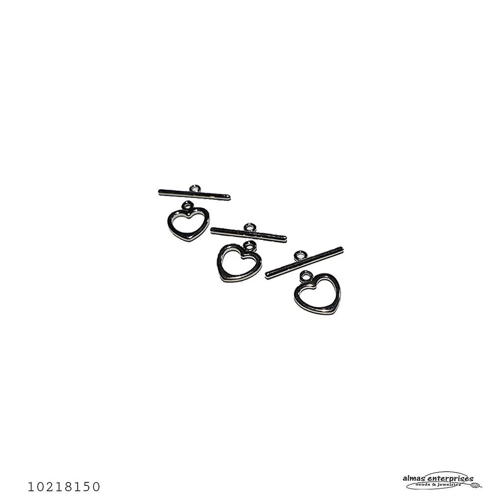 [10218150] K872 Heart Toggle Clasps/3pair (Nickle)
