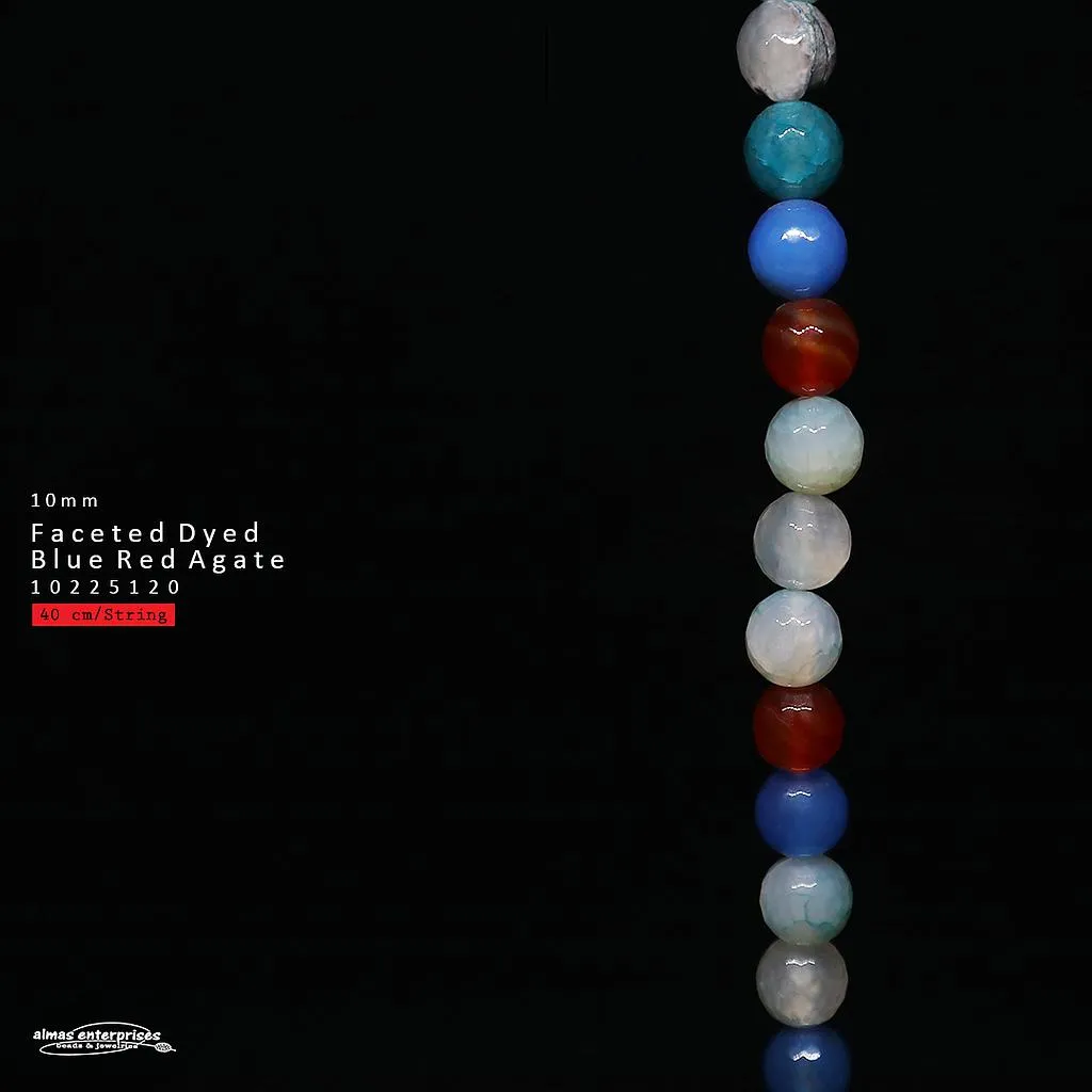 [10225120] Faceted Round D.Blue Red Agate (10mm)