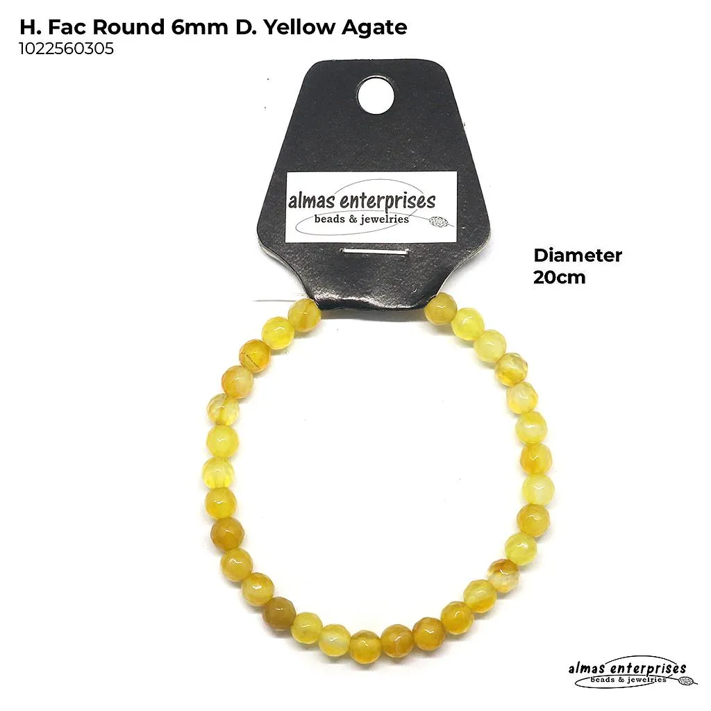 [1022542005] H. Faceted Round D.Yellow Agate (4mm)