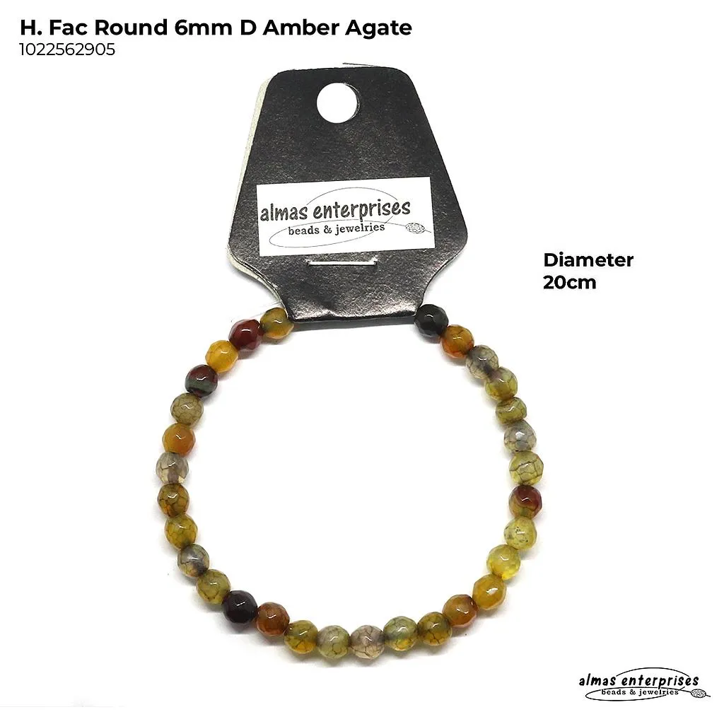 [1022542605] H. Faceted Round D. Amber Agate (4mm)