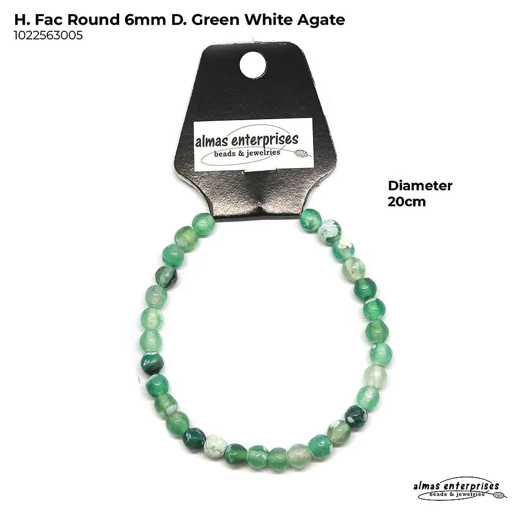 [1022542705] H. Faceted Round D.Green White Agate (4mm)
