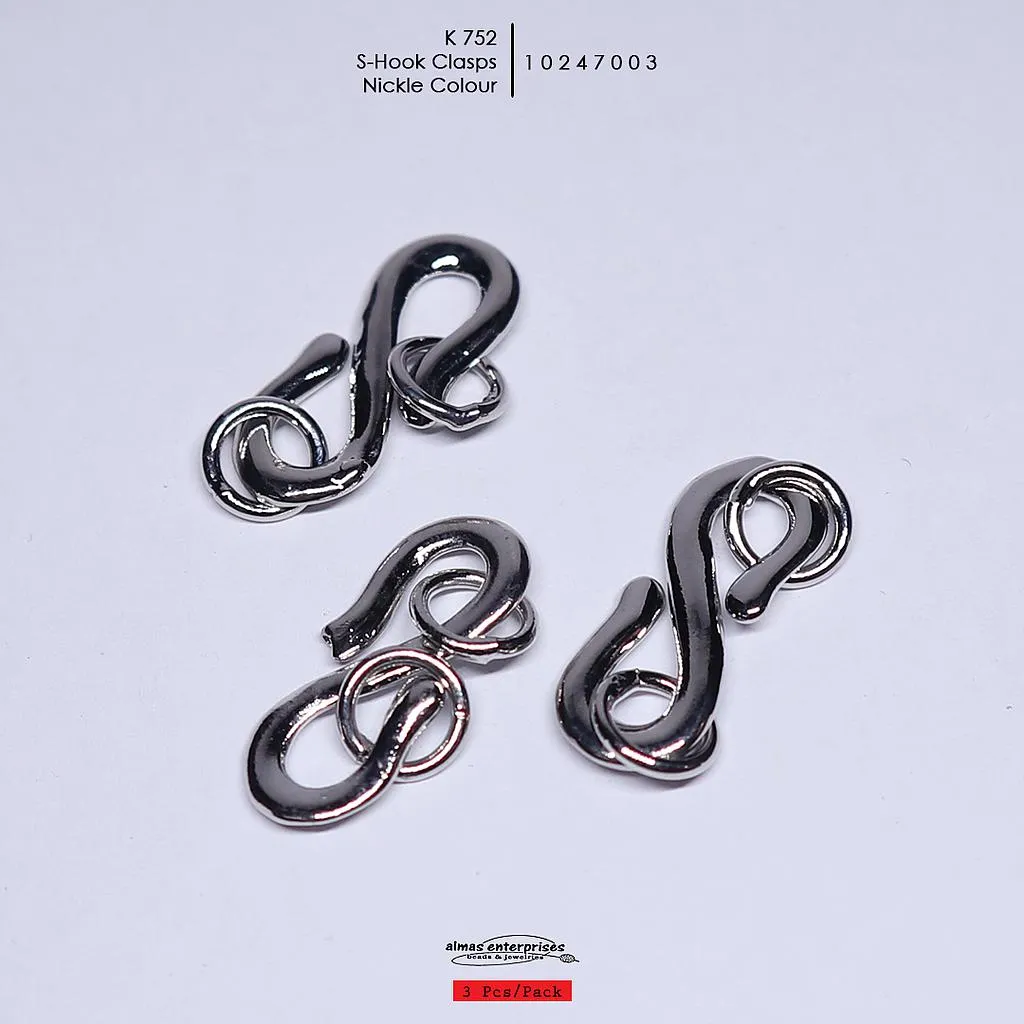 [10247003] S-hook Clasps K752/3 (Nickle)