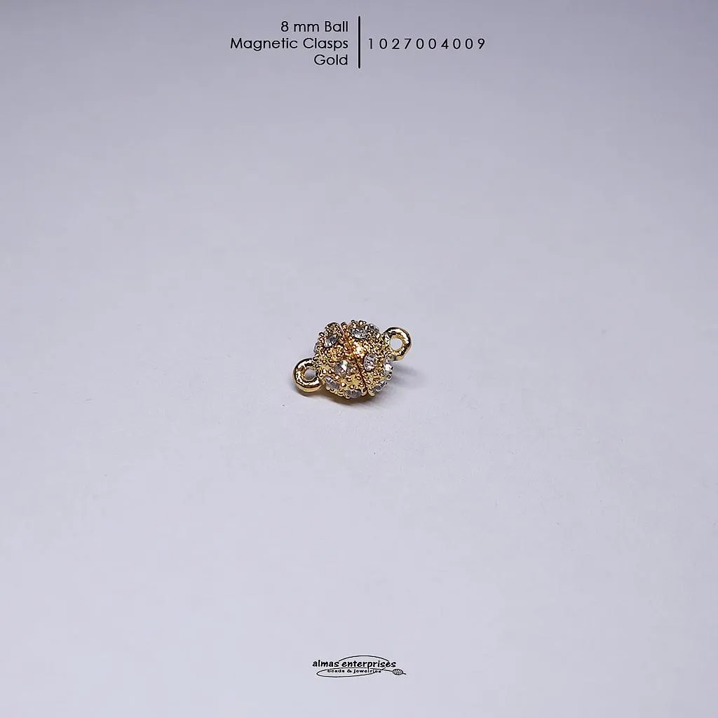 [1027004009] 8mm Ball Magnetic Clasps (Gold)