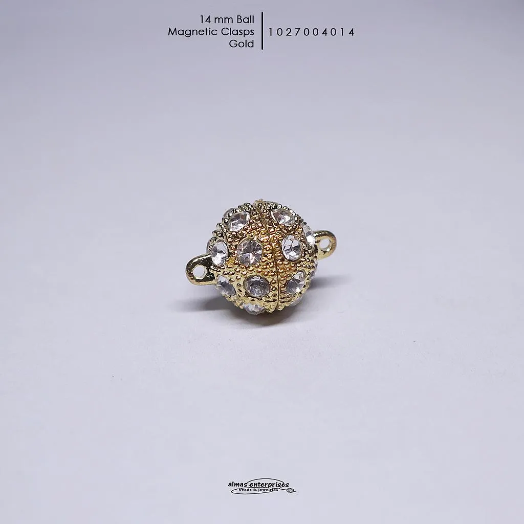 [1027004014] 14mm Ball Magnetic Clasps (Gold)