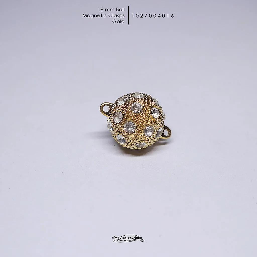 [1027004016] 16mm Ball Magnetic Clasps (Gold)