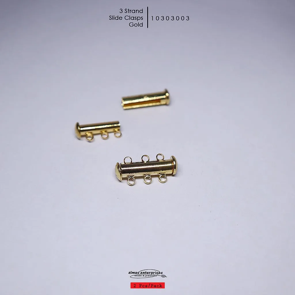[10303003] 3 Strand Slide Clasps/2 (Gold)