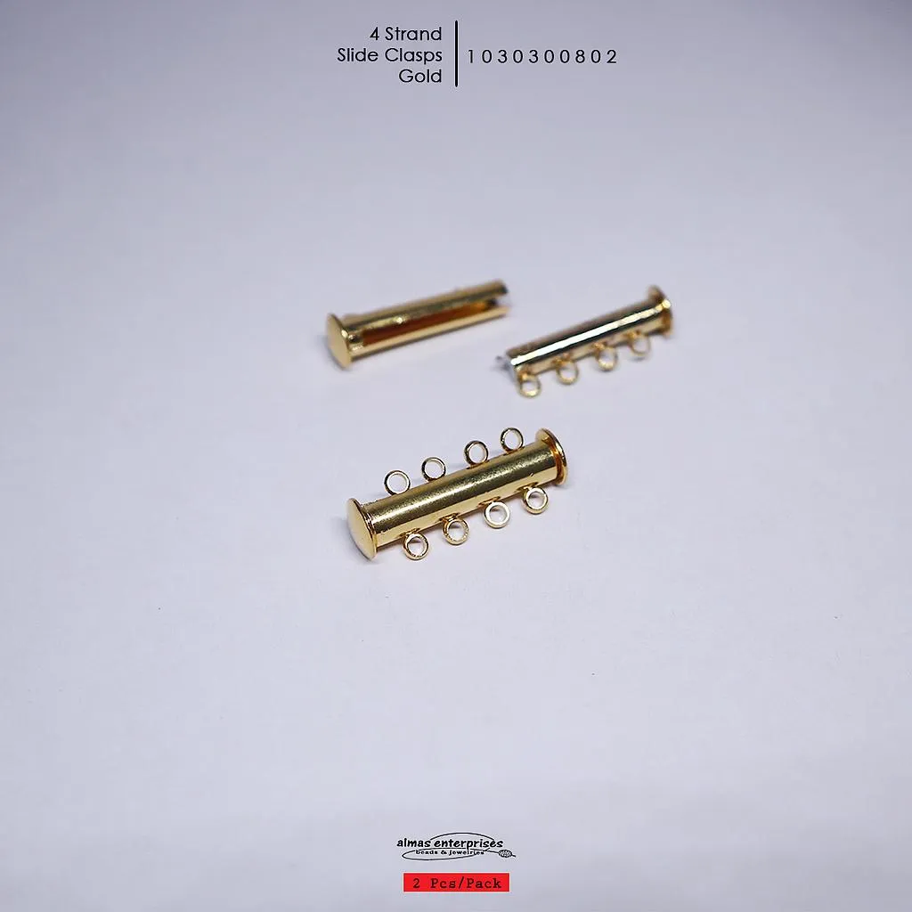 [1030300802] 4 Strand Slide Clasps/2 (Gold)