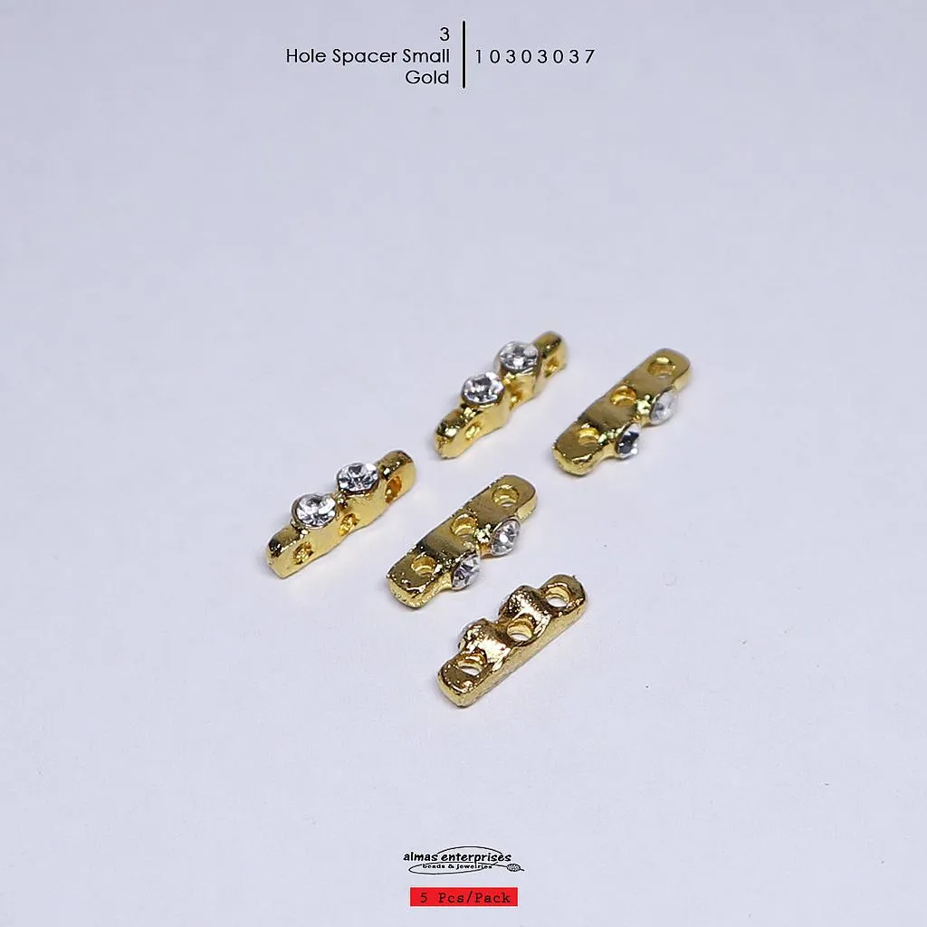 [10303037] Small 3 Hole Spacer/5 (Gold)