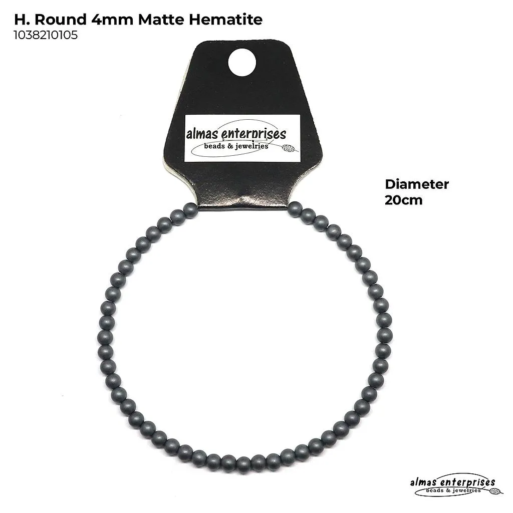 [1038210105] H.Round Matte Hematite (4mm)