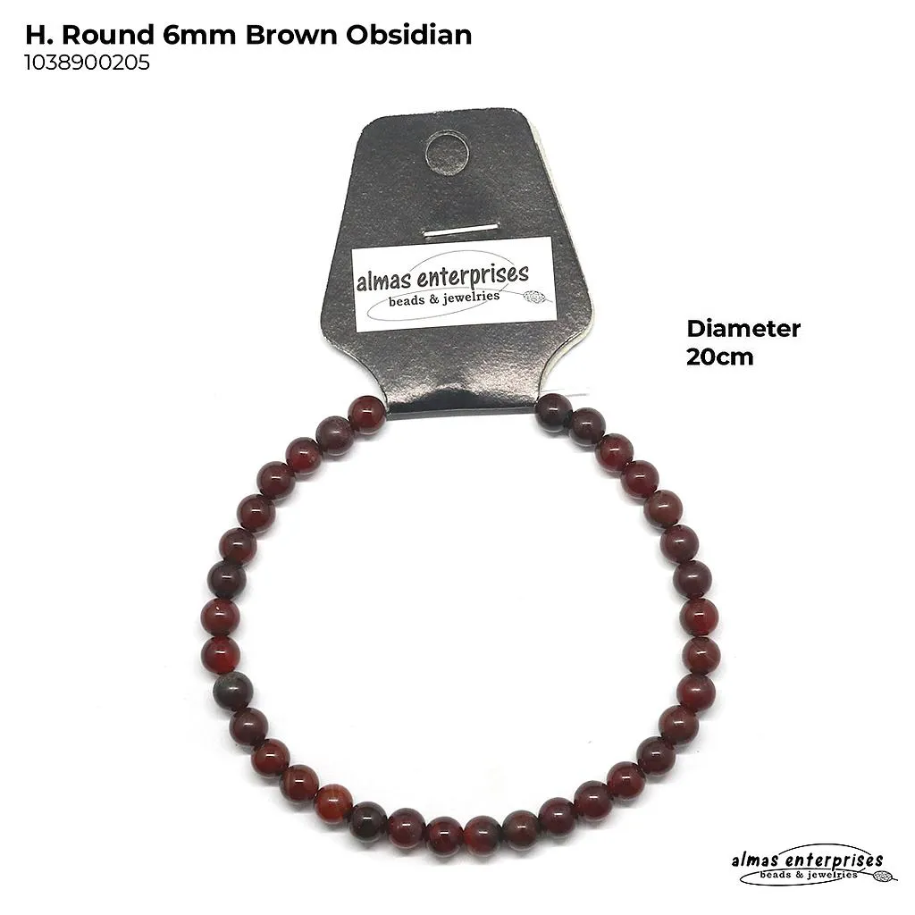 [1038900105] H. Round Brown Obsidian (4mm)