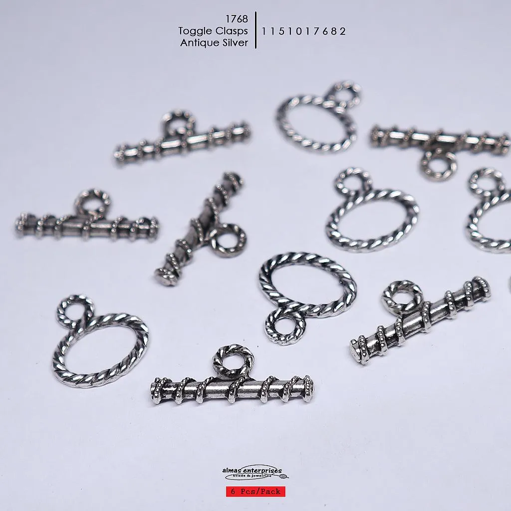 [1151017682] 1768 Toggle Clasps/6pair (AntiqSilver)