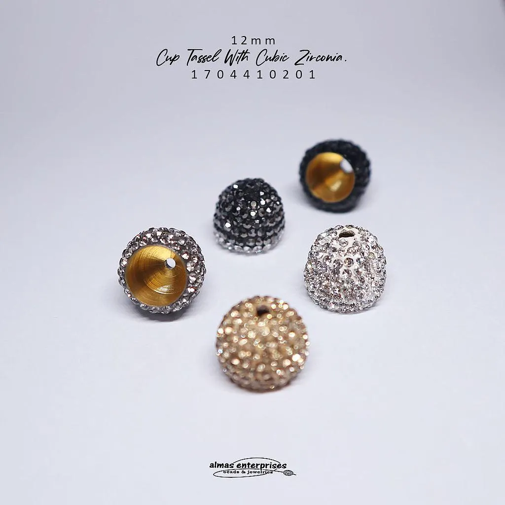 [1704410201] 12mm Cup Tassel With CZ