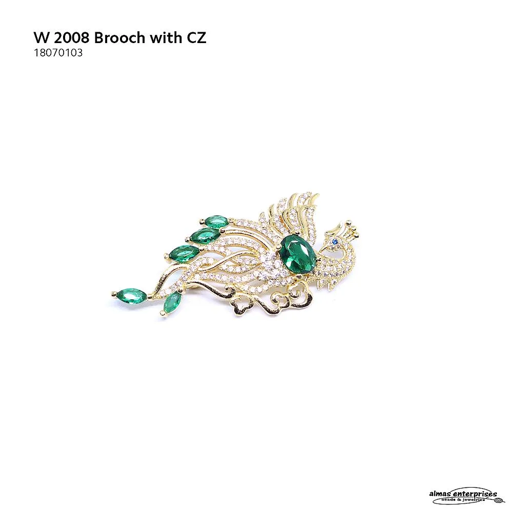[18070103] W 2008 Brooch With CZ
