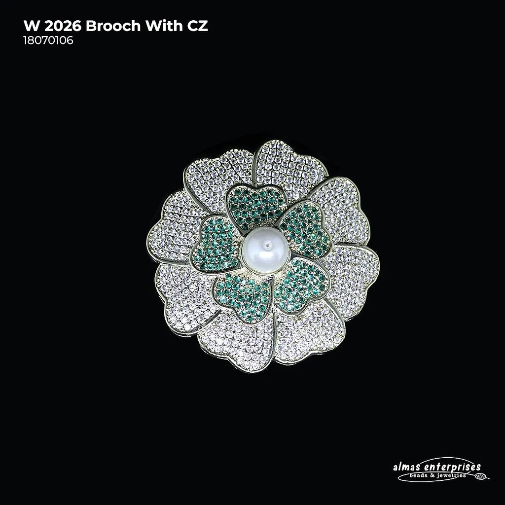 [18070106] W 2026 Brooch With CZ