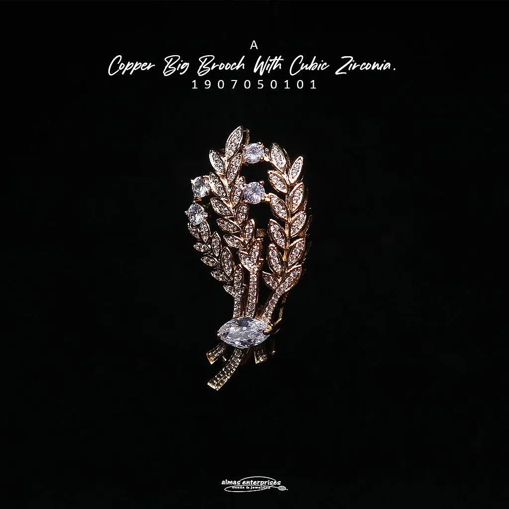 [1907050101] Copper Big Brooch With CZ A