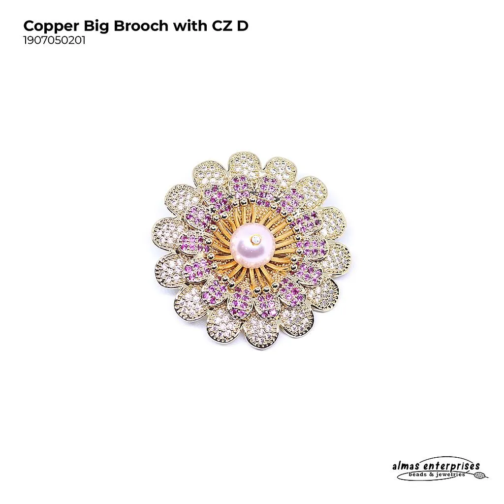 [1907050201] Copper Big Brooch With CZ D