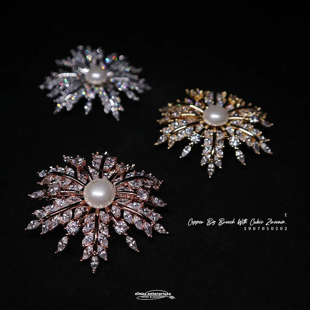 [1907050202] Copper Big Brooch With CZ E