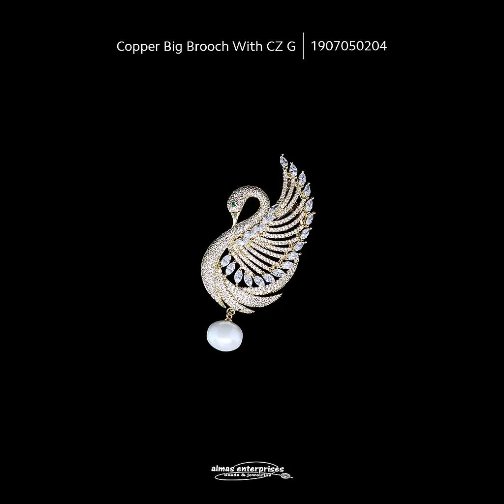 [1907050204] Copper Big Brooch With CZ G