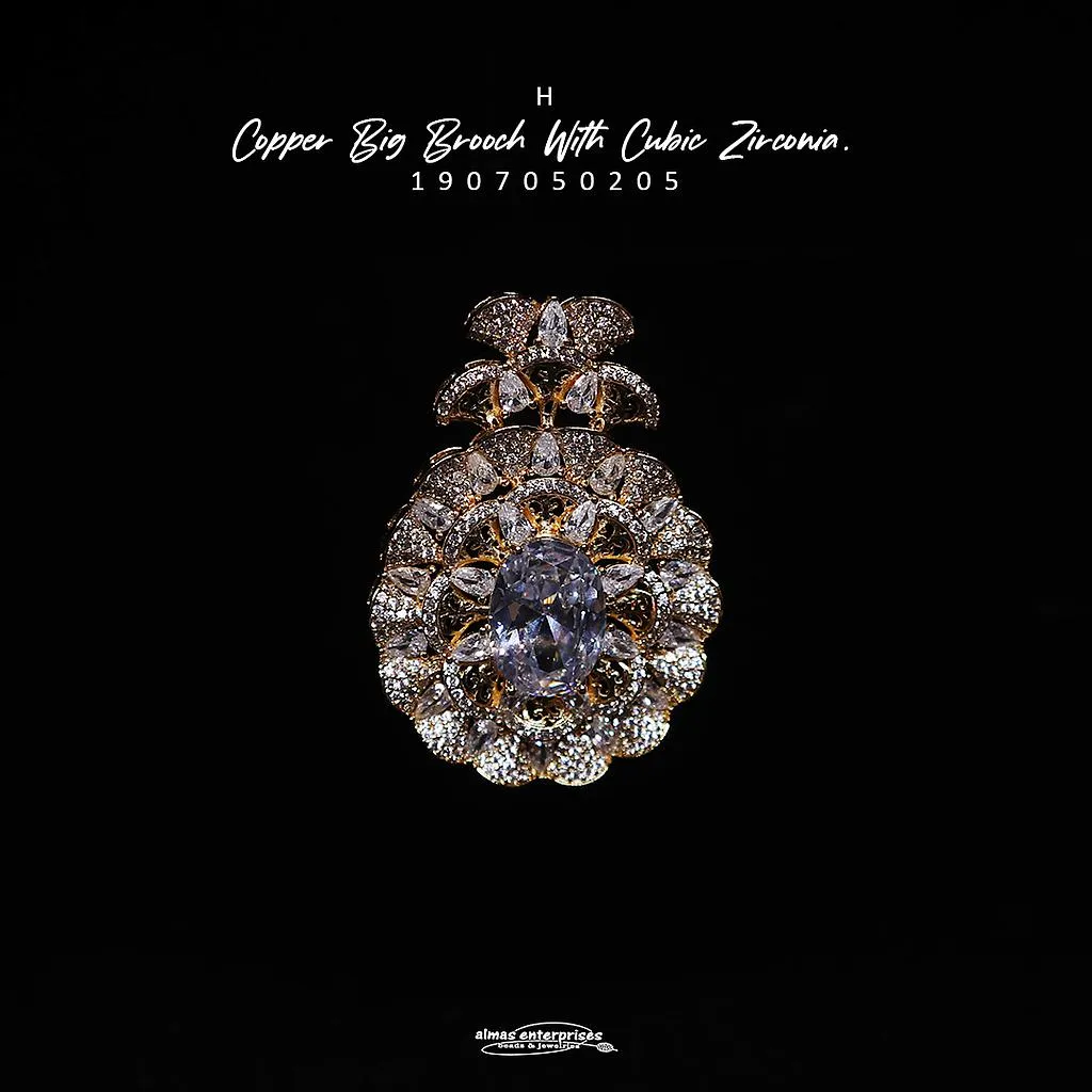 [1907050205] Copper Big Brooch With CZ H