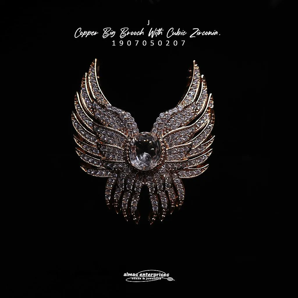 [1907050207] Copper Big Brooch With CZ J