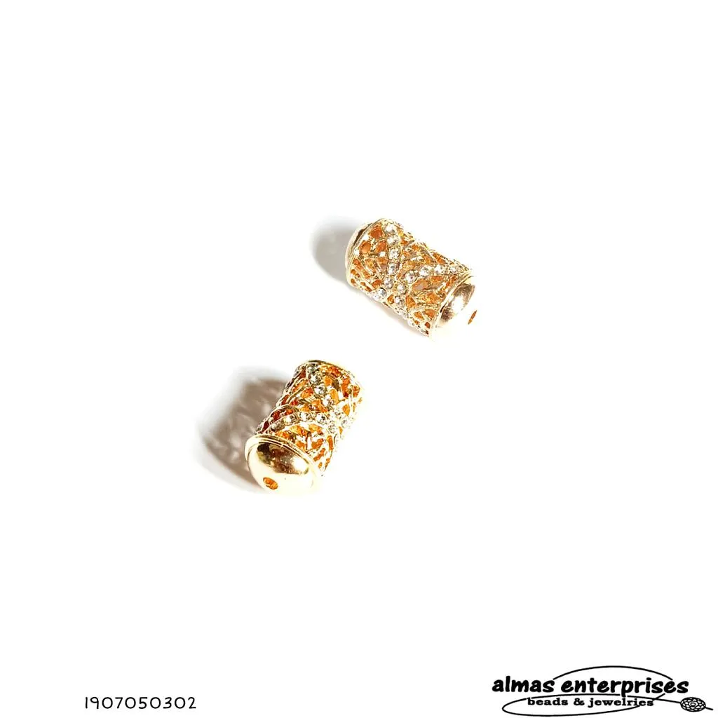 [1907050302] No.2 Big Beads With CZ Gold