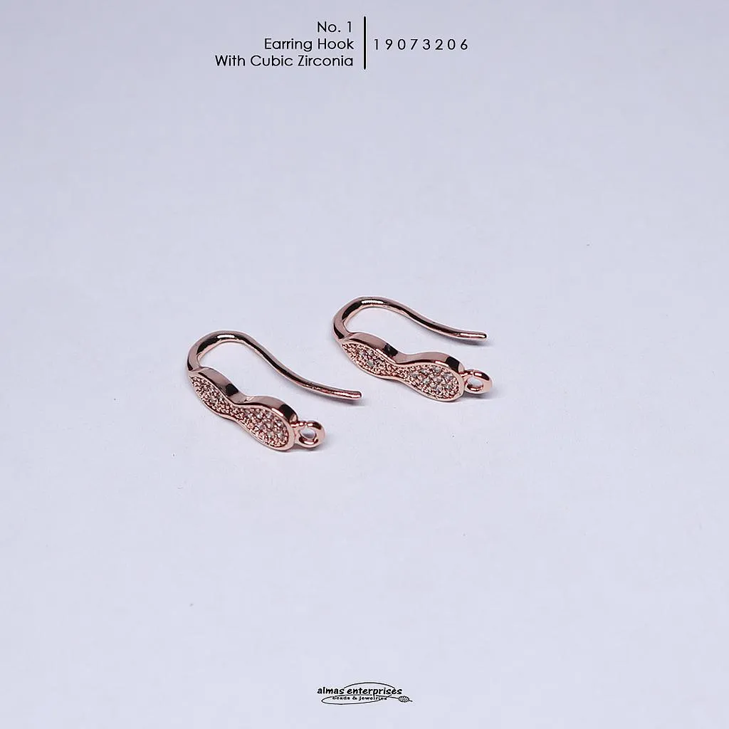 [19073206] No.1 Earring Hook With CZ