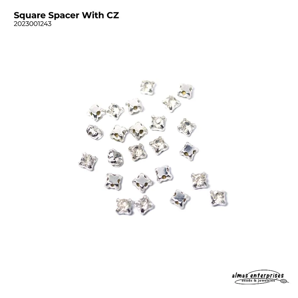 [2023001243] Square Spacer With CZ/24pcs