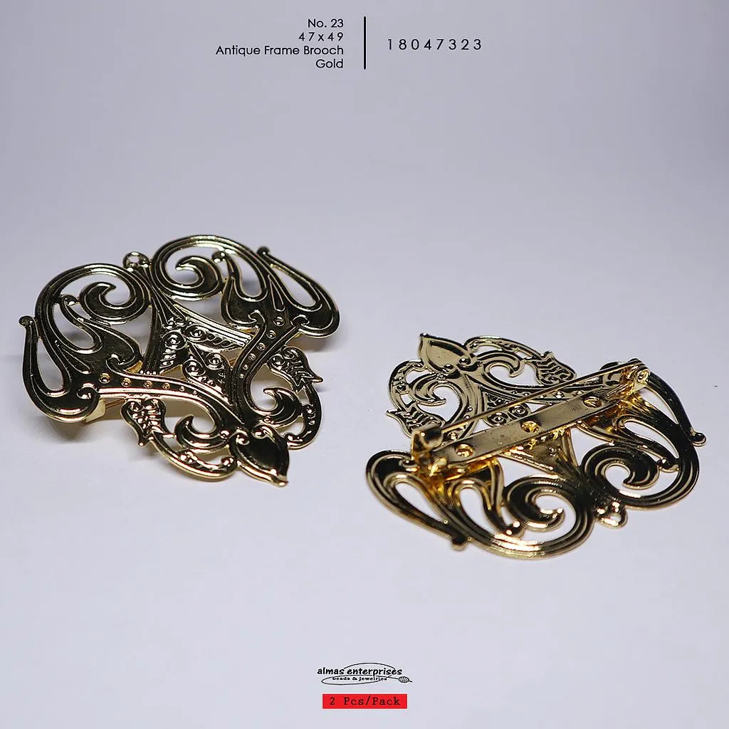 [18047323] No.23 47x49 Antiq.Frame Brooch/2 (Gold)