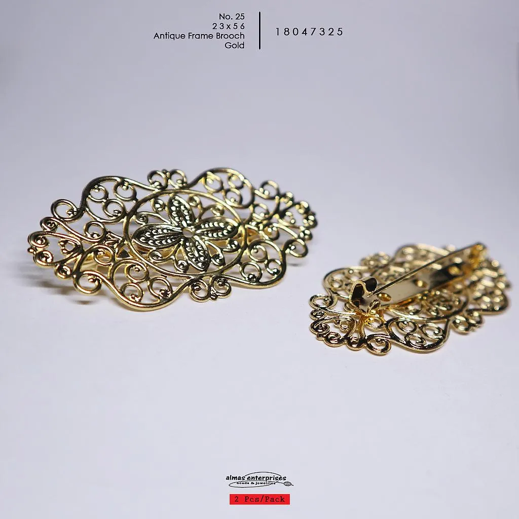 [18047325] No.25 23x56 Antiq.Frame Brooch/2 (Gold)