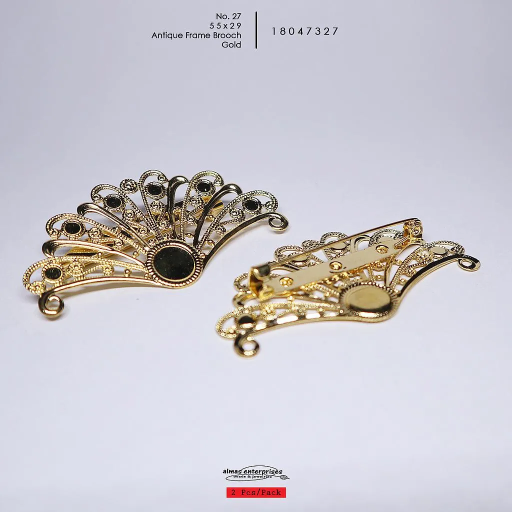 [18047327] No.27 55x29 Antiq.Frame Brooch/2 (Gold)